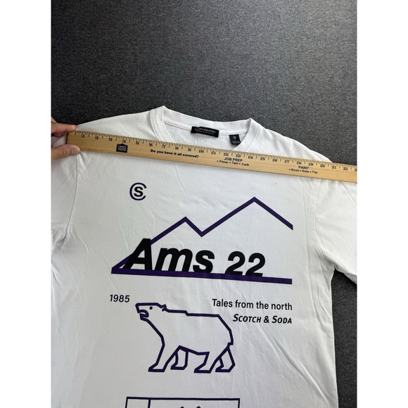 Scotch & Soda Mens White Graphic T Shirt Size Large AMS 22 Head For The Hills SS - Picture 12 of 16